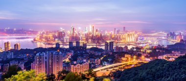 Çin Chongqing şehir ışıkları