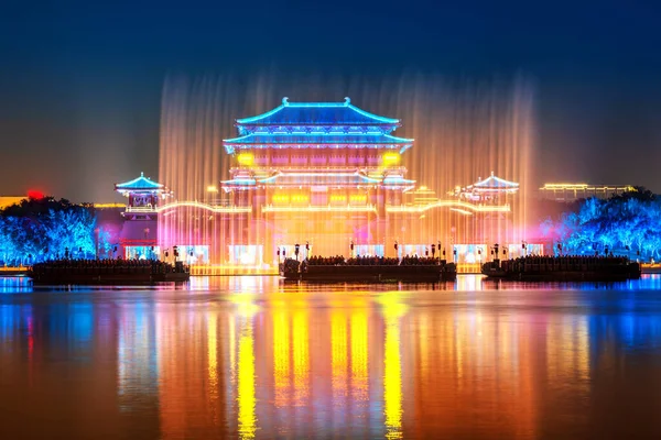 Vista Noturna Torre Ziyun Famoso Edifício Antigo China — Fotografia de Stock