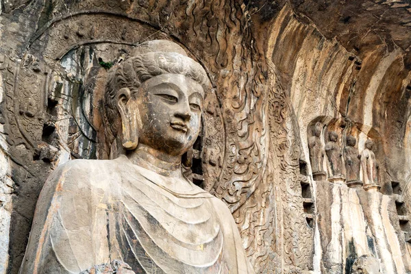 Grutas Longmen Com Figuras Buda Estão Começando Com Dinastia Wei — Fotografia de Stock