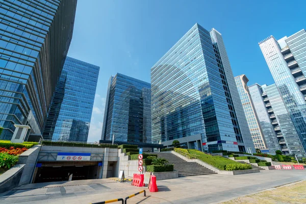 Plaza Och Moderna Skyskrapor Xiamen Cbd Fujian Kina — Stockfoto