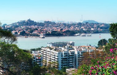 Xiamen, Çin şehri Gulangyu Adası 'ndan ufuk çizgisi.