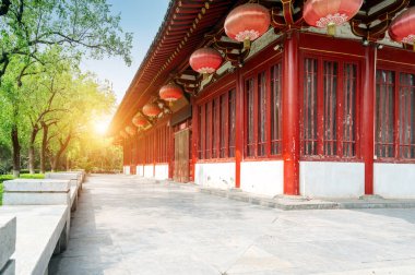 Xi 'an' da klasik mimari, Shaanxi Eyaleti, Çin.