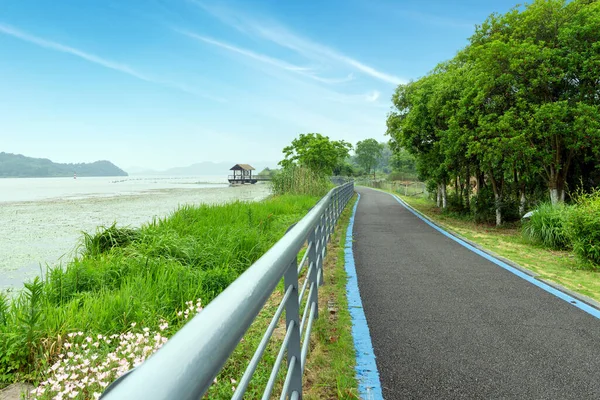 湖による歩行者専用道路 — ストック写真