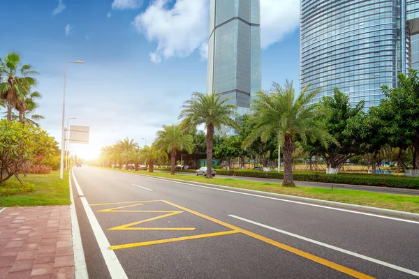 Distrito Central Negócios Estradas Arranha Céus Xiamen China — Fotografia de Stock