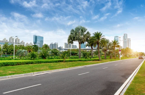 Distrito Central Negócios Estradas Arranha Céus Xiamen China — Fotografia de Stock