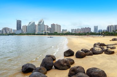 Zhanjiang, Çin deniz ve şehir manzarası