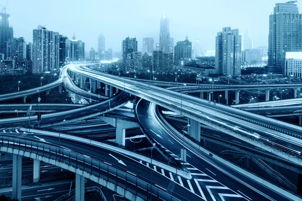 Shanghai Yan 'an Estrada Viaduto Noite — Fotografia de Stock