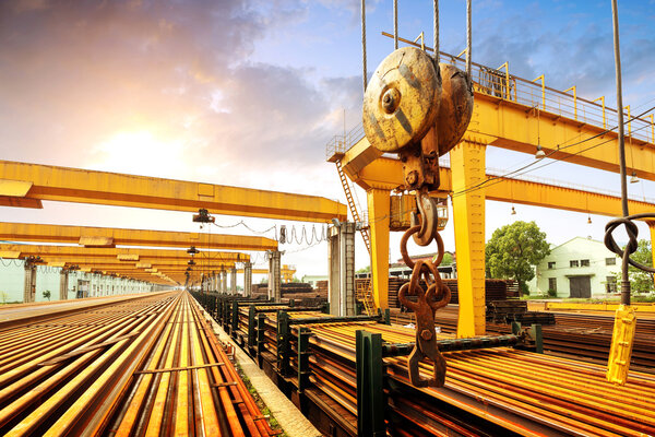 Bridge crane on the docks