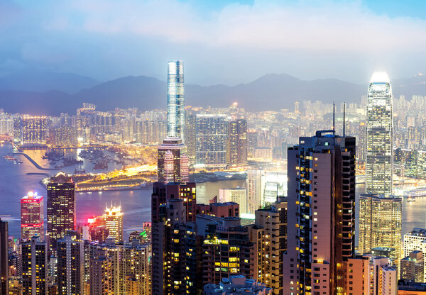 Aerial view of Hong Kong's night