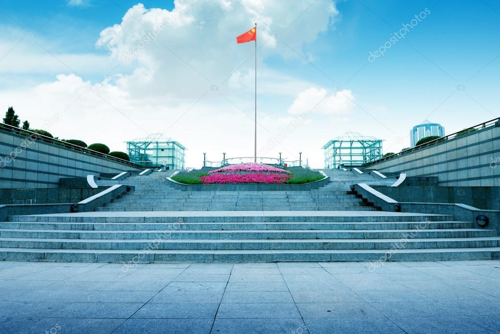 Shanghai Lujiazui civic landscape of China national flags