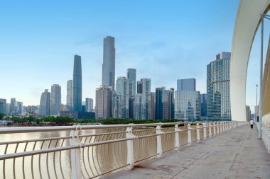 Modern şehir manzarası, Zhujiang Yeni Şehir, Guangzhou, Çin