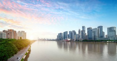 Modern şehir manzarası, Zhujiang Yeni Şehir, Guangzhou, Çin