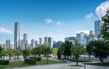 Teknoloji şehrindeki gökdelenler, Çin, Shenzhen 'dir..