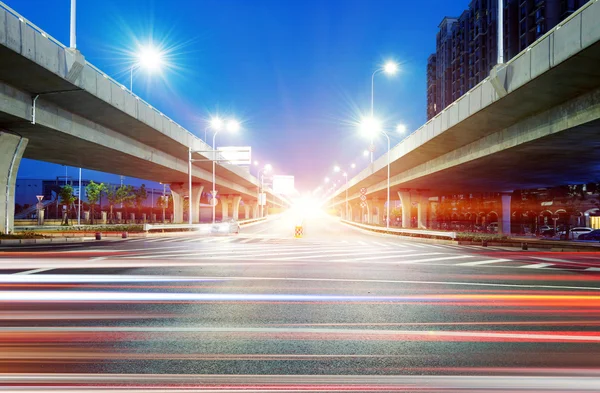 Viaduct and light track — Stock Photo, Image