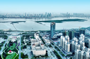 Şehir panoraması havadan görünümü