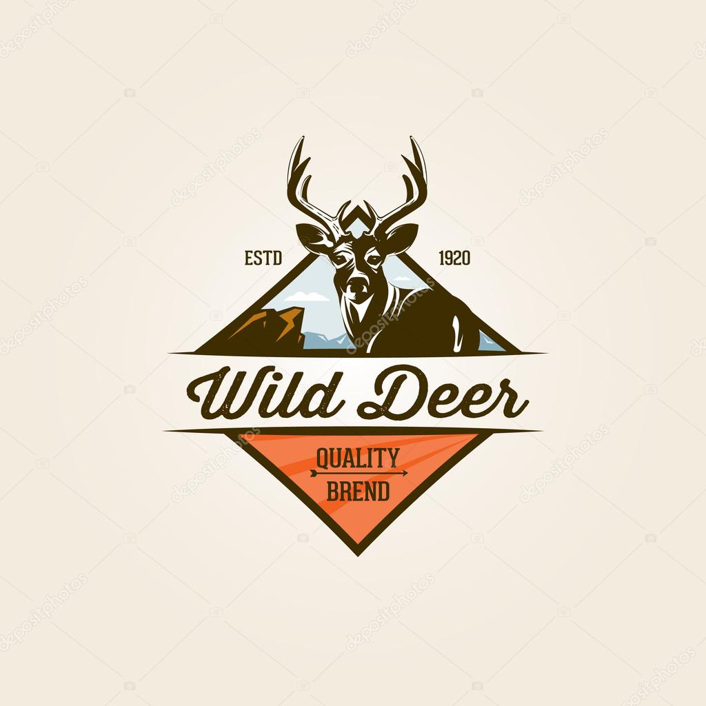 Vintage wild deer nature label and logo template