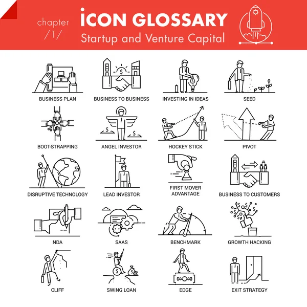 Yüksek kaliteli anahat simgeleri paket başlangıç iş ve girişim sermayesi. 