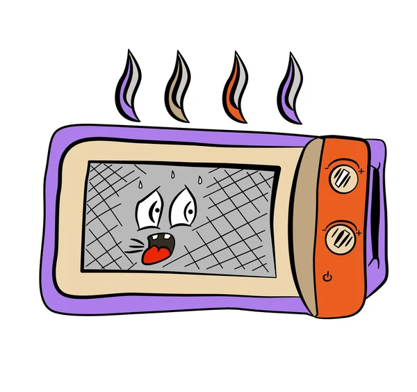 Mikrovlnná trouba kreslené vtipné doodle — Stockový vektor