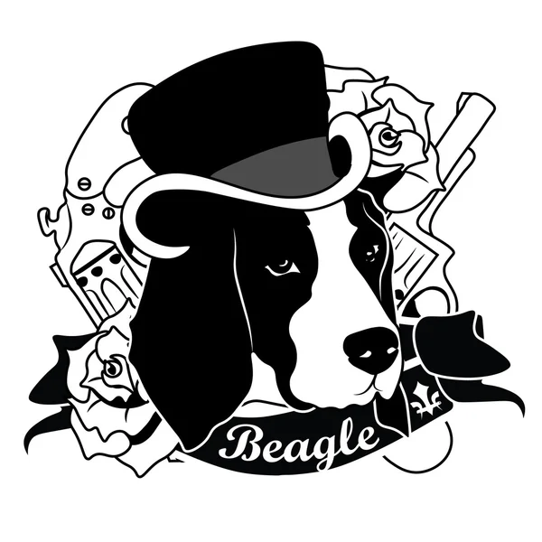 Retrato de Beagle. Ilustração Vectorial Isolada — Vetor de Stock