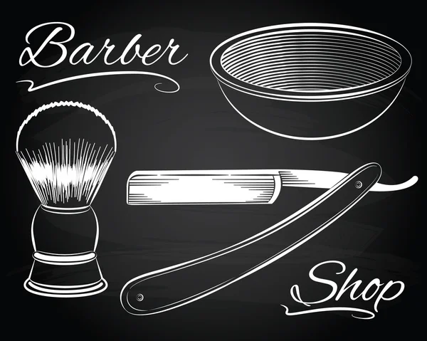 Vintage barber shop, shaving, straight razor — Stock Vector