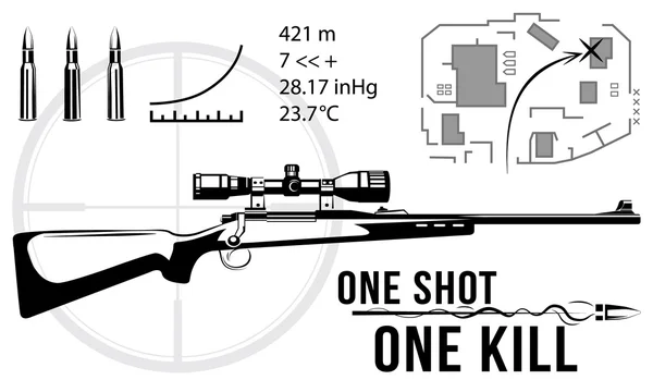 銃狙撃銃、戦術マップを設定します。 — ストックベクタ