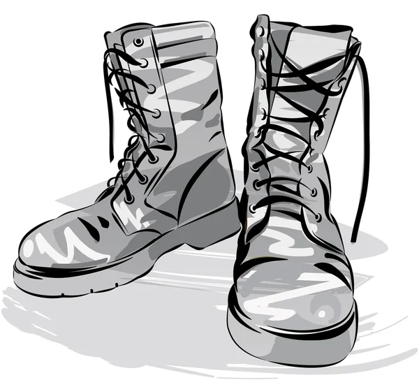 Military leather worn boots vector illustration — Stock Vector