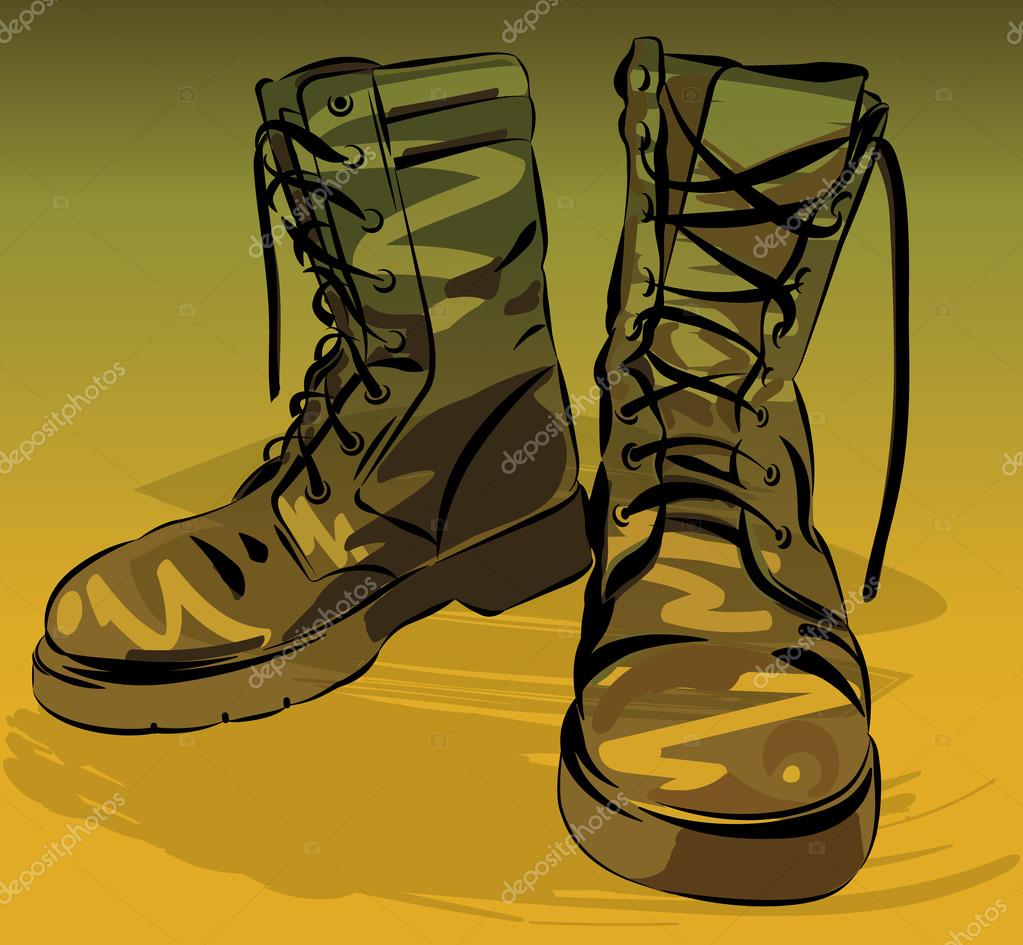 Military leather worn boots vector illustration — Stock Vector
