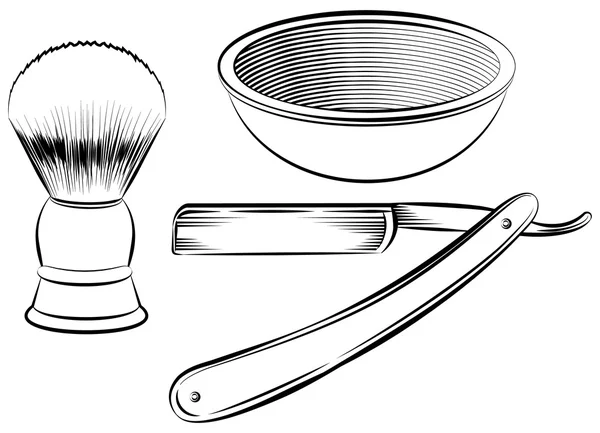 Vintage barber shaving set — Stock Vector