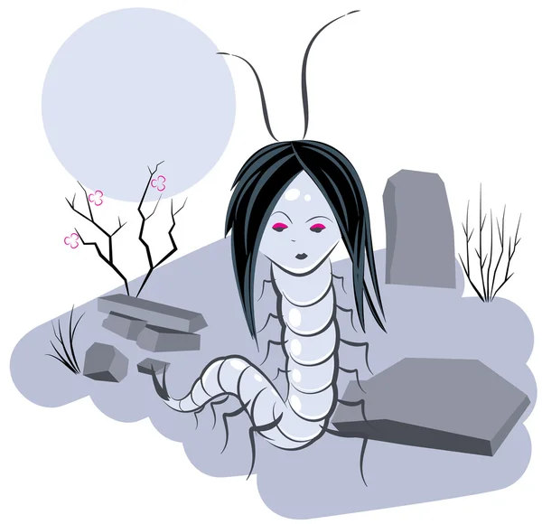 Scolopendra witch in cemetery — Stock Vector