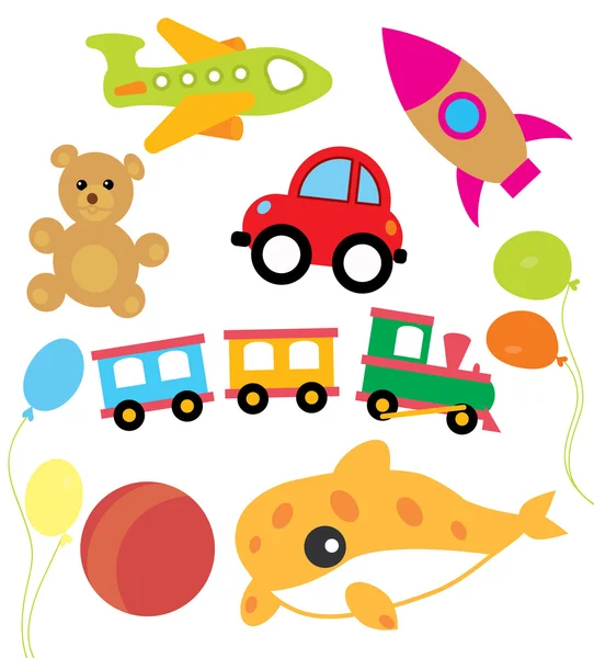 Conjunto de niños vector y juguetes para niños — Vector de stock