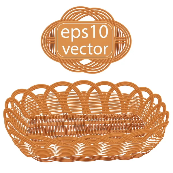 Brown vector wicker basket handmade — Stock Vector