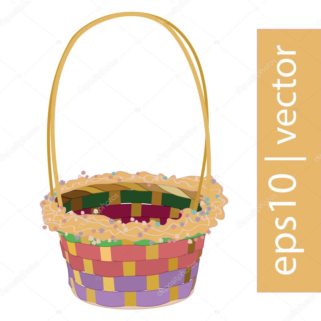 Color vector Easter wicker basket handmade