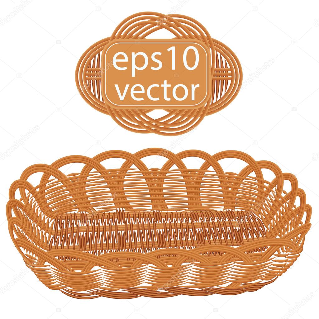 Brown vector wicker basket handmade