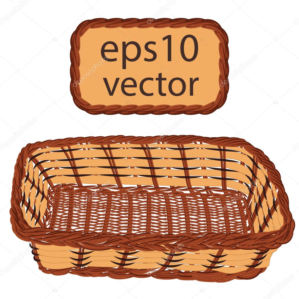 Brown vector wicker basket handmade