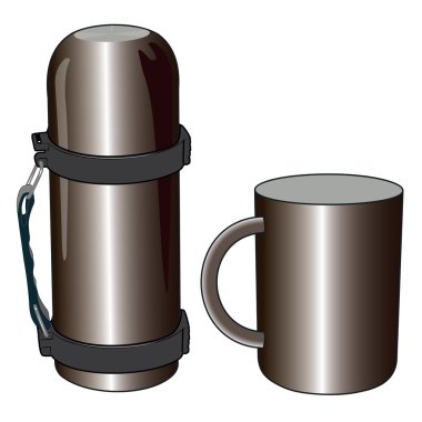 Iron and steel thermos mug for picnic