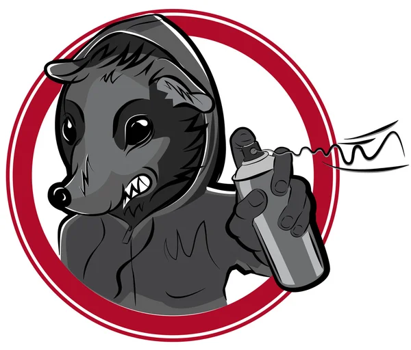 Vector badge with man rat graffiti — Stock vektor