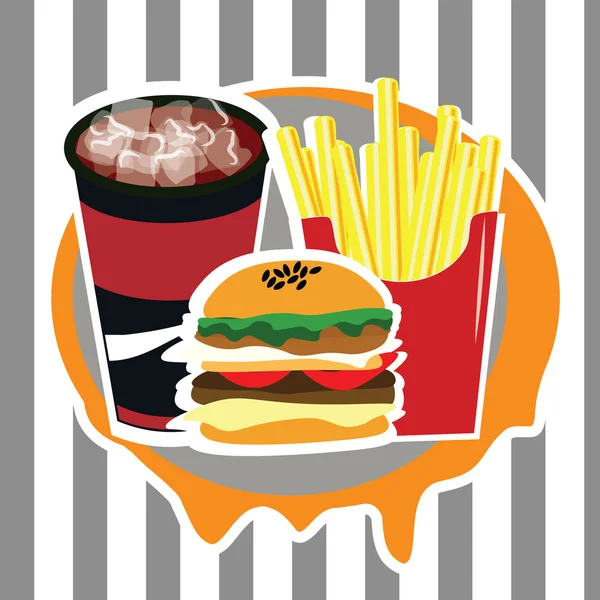 Hermoso conjunto de menú de publicidad de comida rápida — Vector de stock