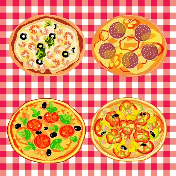 Nastavit pizzu na italské stůl — Stockový vektor