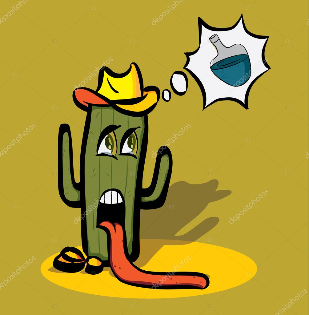 Cartoon cactus faint from thirst in the desert and dreaming of Water and tequila Stock Vector Image by ©vakabungo #80951588 Cartoon cactus faint from thirst in the desert and dreaming of Water and tequila Stock Vector Image by ©vakabungo #80951588