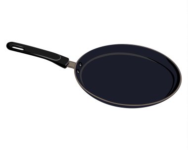 Black isolated Teflon pan for kitchen for cooking pancake on a white background clipart