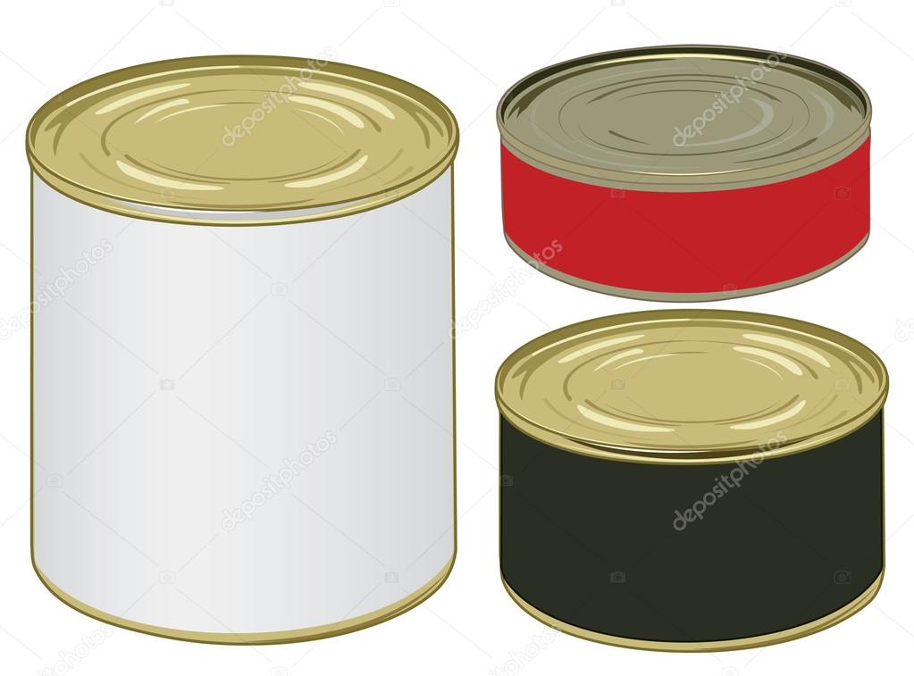 Set of aluminium colored label cans for signing your text