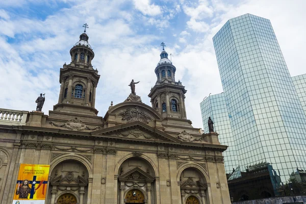 Büyükşehir Katedrali, Plaza de Armas Santiago de Chile — Stok fotoğraf
