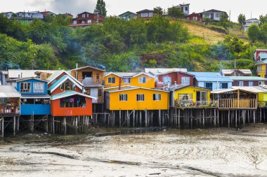 Palafitos (stilt houses) in Castro, Chiloe island (Chile) clipart