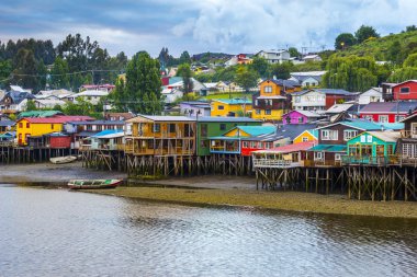 Palafitos (stilt houses) in Castro, Chiloe island (Chile) clipart