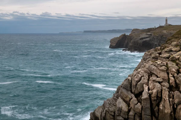 Útes Maják Starosty Cabo Santander Španělsko — Stock fotografie