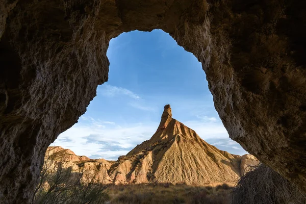 Grès Castildetierra Partir Une Grotte Bardenas Reales Navarre Espagne — Photo