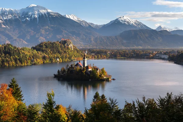 Vue Panoramique Lac Bled Slovénie — Photo