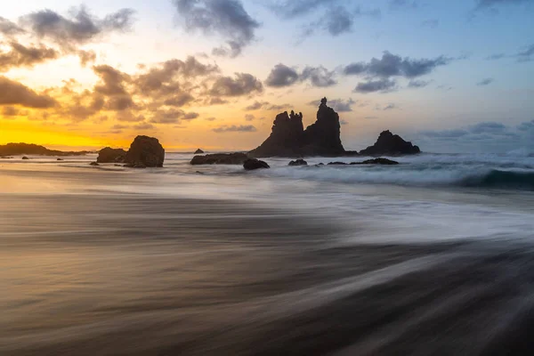 Playa Benijo Atardecer Isla Tenerife España — Foto de Stock