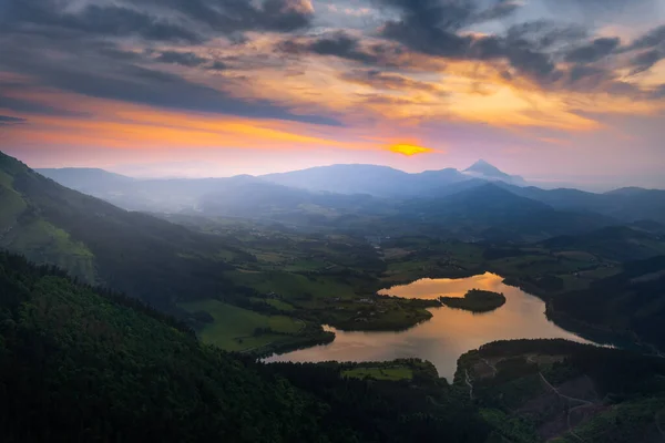 Urkulu Reservoir Orkatzategi Mountain Sunset Guipuzcoa Spain — Stock Photo, Image