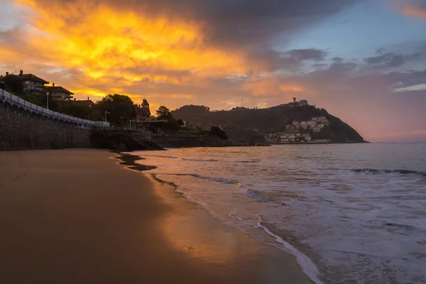 Zachód Słońca Promenady Concha Donostia San Sebastian Kraj Basków Hiszpania — Zdjęcie stockowe